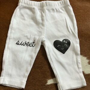White Baby Pants with Black Heart Design